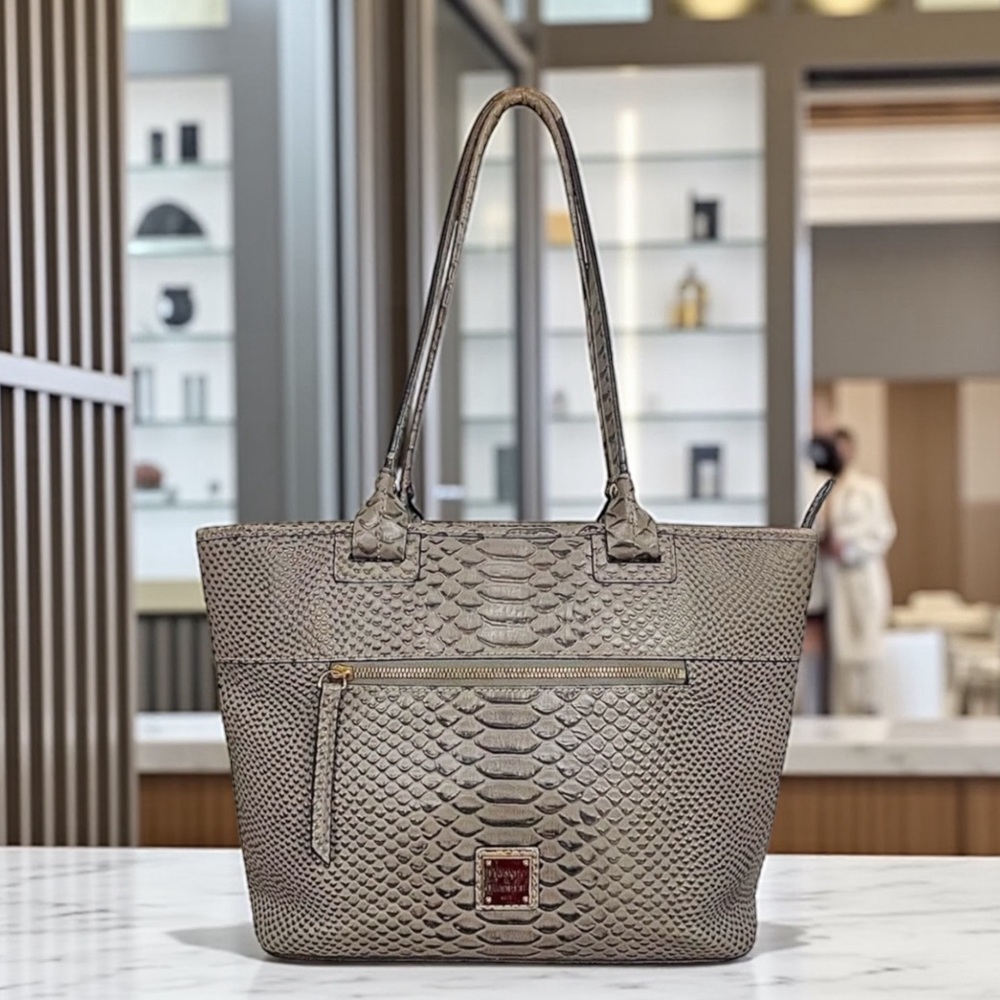 Dooney & Bourke Gray Python Embossed Tote Bag - image 1